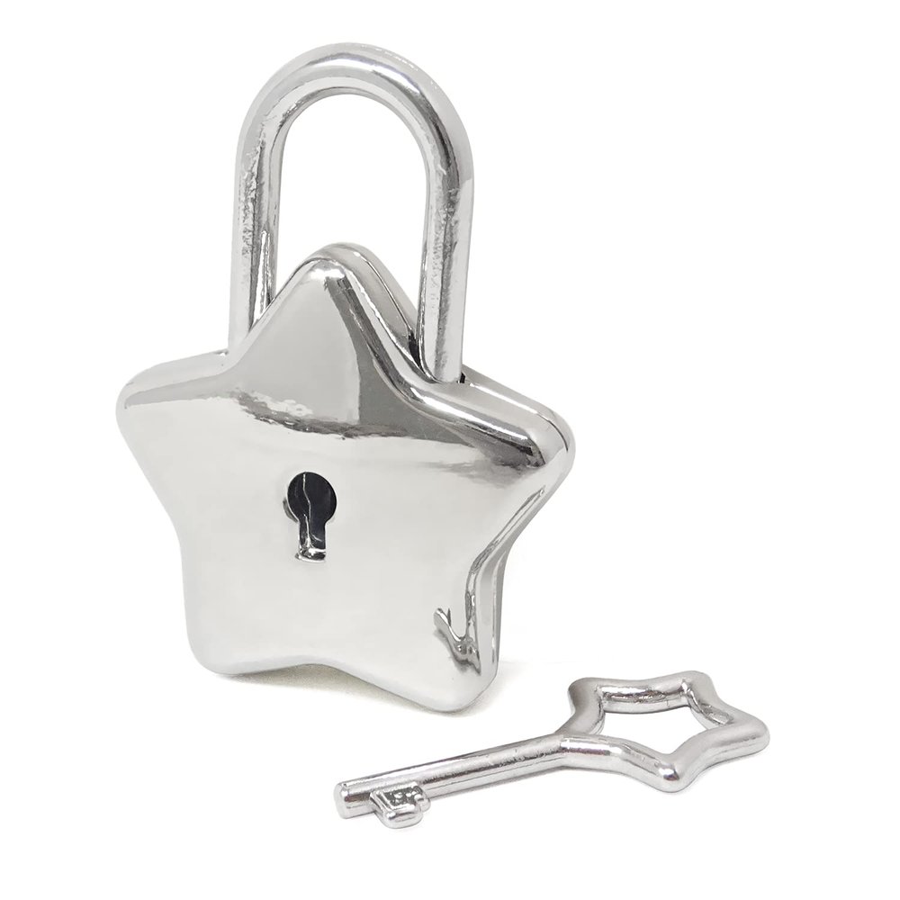 Honbay Mini Silver Tone Cute Star Shaped Padlock with Key for Jewelry Box, Purse, Handbag, Cabinet, Treasure Chest, Luggage, Letter Box, Diary, etc