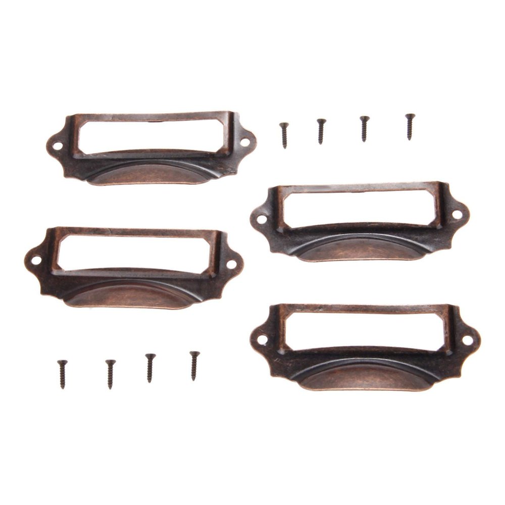 YUNSI Creative Handles 4pcs 90x43mm Antique Bronze Furniture Handle Label Pull Frame Handle File Name Card Holder for Cabinet Drawer Box Case Bin Alloy Hardware Handle(B)