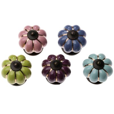 YUNSI Creative Handles 1pc 40mm Pumpkin Ceramic Door Knobs Cabinet Knobs and Handles for Furniture Drawer Cupboard Kitchen Pull Handle Home Decor Hardware Handle(B)