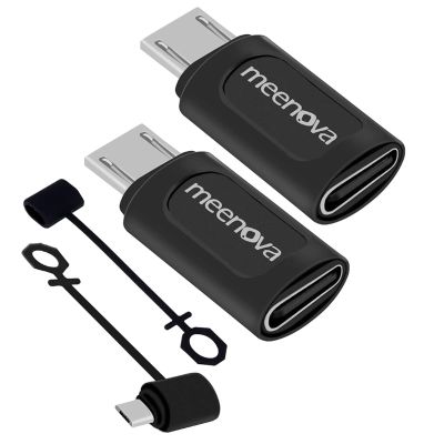 [2 Pack] USB-C Female to MicroUSB Male Charging Adapter,USB C to Micro Rubber Holder Silicone Case Compatible with Power Bank, Micro USB Device, Samsung S6 Edge, Note5, Nexus10, eMarker PD Cord