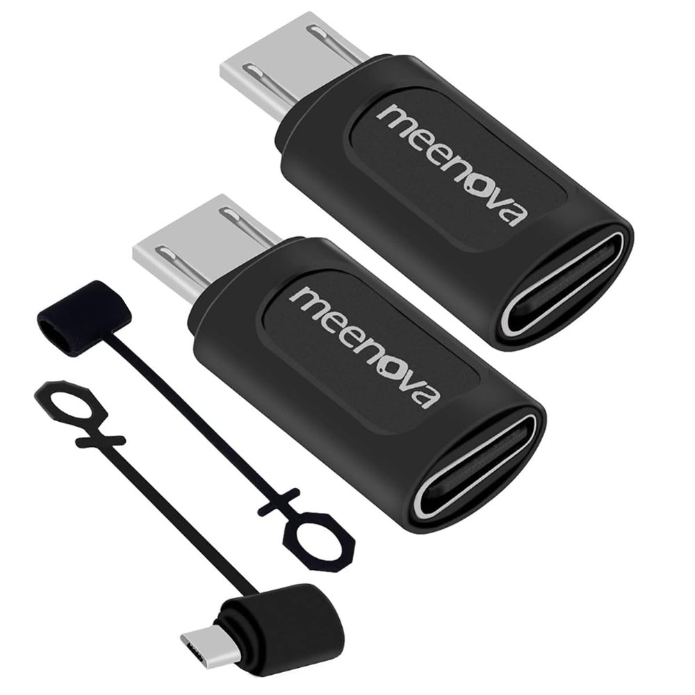 [2 Pack] USB-C Female to MicroUSB Male Charging Adapter,USB C to Micro Rubber Holder Silicone Case Compatible with Power Bank, Micro USB Device, Samsung S6 Edge, Note5, Nexus10, eMarker PD Cord