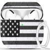 Airpods Pro Case - YOMPLOW Protective Hard Case Cover Skin Portable & Shockproof Women Girls with Keychain for Apple Airpods Pro Charging Case (American Flag - Black/Grey) view 1