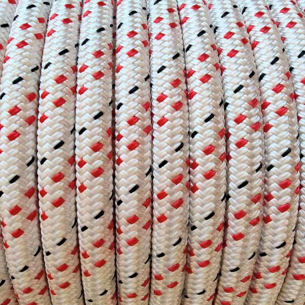 MarineNow Double Braid Polyester Low Stretch Sailing Rope Choose Size/Length/Color (12 mm (1/2"), 500 ft, Red & Black Fleck)