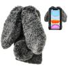 LCHDA Rabbit Case for Google Pixel 4a 5.81 Inch (4G), Cute 3D Bunny Ears Soft Furry Hairball Fuzzy Warm Winter Faux Fur Plush Fluffy Flexible TPU Bumper Women Girls Protective Skin Cover - Black view 1
