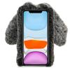 LCHDA Rabbit Case for Google Pixel 4a 5.81 Inch (4G), Cute 3D Bunny Ears Soft Furry Hairball Fuzzy Warm Winter Faux Fur Plush Fluffy Flexible TPU Bumper Women Girls Protective Skin Cover - Black view 4