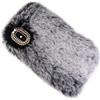 LCHDA Plush Case for Google Pixel 4a 5G / Pixel 5XL, Cute Soft Bunny Furry Fluffy Fuzzy Winter Warm Faux Rabbit Fur Hair Flexible TPU Bumper Protective Cover with Bling Diamond Bowknot - Gray view 3