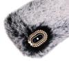 LCHDA Plush Case for Google Pixel 4a 5G / Pixel 5XL, Cute Soft Bunny Furry Fluffy Fuzzy Winter Warm Faux Rabbit Fur Hair Flexible TPU Bumper Protective Cover with Bling Diamond Bowknot - Gray view 4