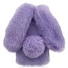 LCHDA Rabbit Case for Google Pixel 4a 5.81 Inch (4G), Cute 3D Bunny Ears Soft Furry Hairball Fuzzy Warm Winter Faux Fur Plush Fluffy Flexible TPU Bumper Women Girls Protective Skin Cover - Purple view 2