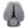 LCHDA Rabbit Case for Google Pixel 4a 5.81 Inch (4G), Cute 3D Bunny Ears Soft Furry Hairball Fuzzy Warm Winter Faux Fur Plush Fluffy Flexible TPU Bumper Women Girls Protective Skin Cover - Grey view 2