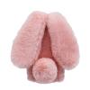 LCHDA Rabbit Case for Google Pixel 4a 5.81 Inch (4G), Cute 3D Bunny Ears Soft Furry Hairball Fuzzy Warm Winter Faux Fur Plush Fluffy Flexible TPU Bumper Women Girls Protective Skin Cover - Pink view 2