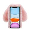 LCHDA Rabbit Case for Google Pixel 4a 5.81 Inch (4G), Cute 3D Bunny Ears Soft Furry Hairball Fuzzy Warm Winter Faux Fur Plush Fluffy Flexible TPU Bumper Women Girls Protective Skin Cover - Pink view 4