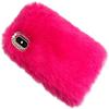 LCHDA Plush Case for Google Pixel 4a 5G / Pixel 5XL, Cute Soft Bunny Furry Fluffy Fuzzy Winter Warm Faux Rabbit Fur Hair Flexible TPU Bumper Protective Cover with Bling Diamond Bowknot - Rose Red view 3