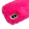 LCHDA Plush Case for Google Pixel 4a 5G / Pixel 5XL, Cute Soft Bunny Furry Fluffy Fuzzy Winter Warm Faux Rabbit Fur Hair Flexible TPU Bumper Protective Cover with Bling Diamond Bowknot - Rose Red view 4