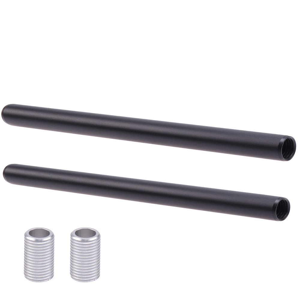Fotga 2 Pack 20inch / 50cm Aluminum 15mm Rod for 15mm Rail Base Plate System DSLR Follow Focus Matte Box Camera Cage Shoulder Pad