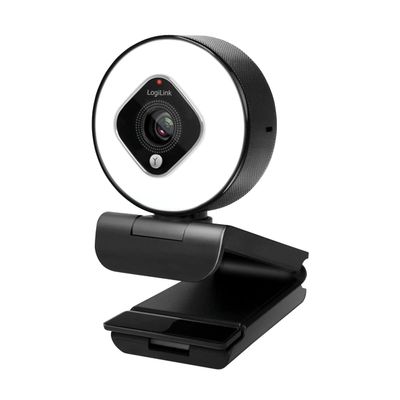 Logilink UA0384 Full HD USB Webcam 76 Dual Microphone Auto Focus Ring Light Tripod Black