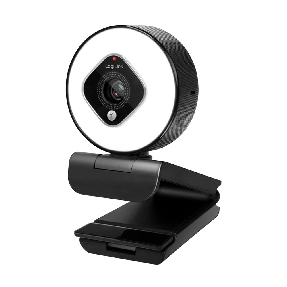 Logilink UA0384 Full HD USB Webcam 76 Dual Microphone Auto Focus Ring Light Tripod Black