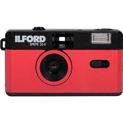 Ilford Sprite 35-II Reusable/Reloadable 35mm Analog Film Camera (Red and Black)