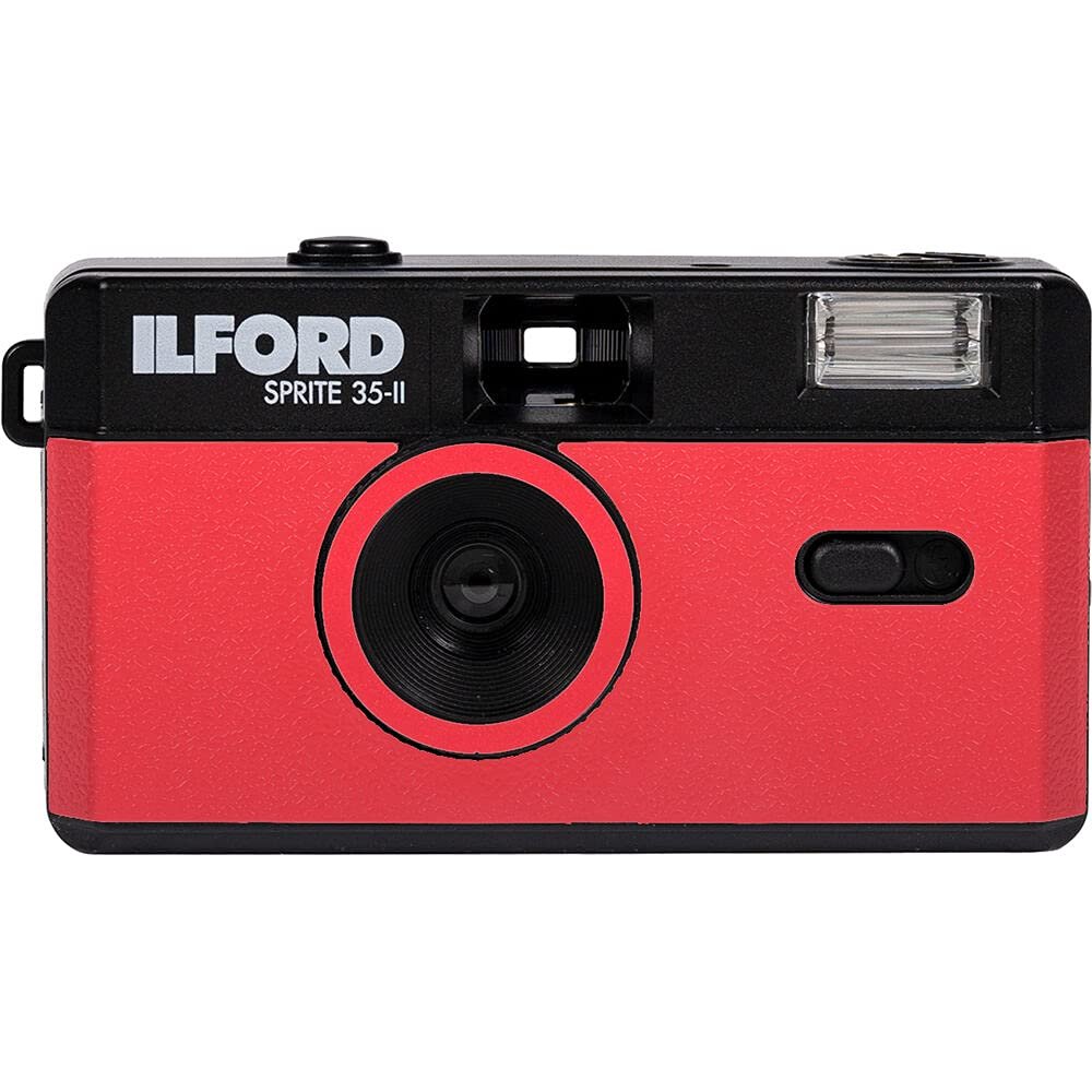 Ilford Sprite 35-II Reusable/Reloadable 35mm Analog Film Camera (Red and Black)