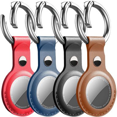 4 Pack Anti-Lost Leather Case for AirTagProtective Case Cover with Keychain Ring Designed,Safety Airtag Tracking Locator Anti-Lost Tracker Finder ProtectorMultiple Colours