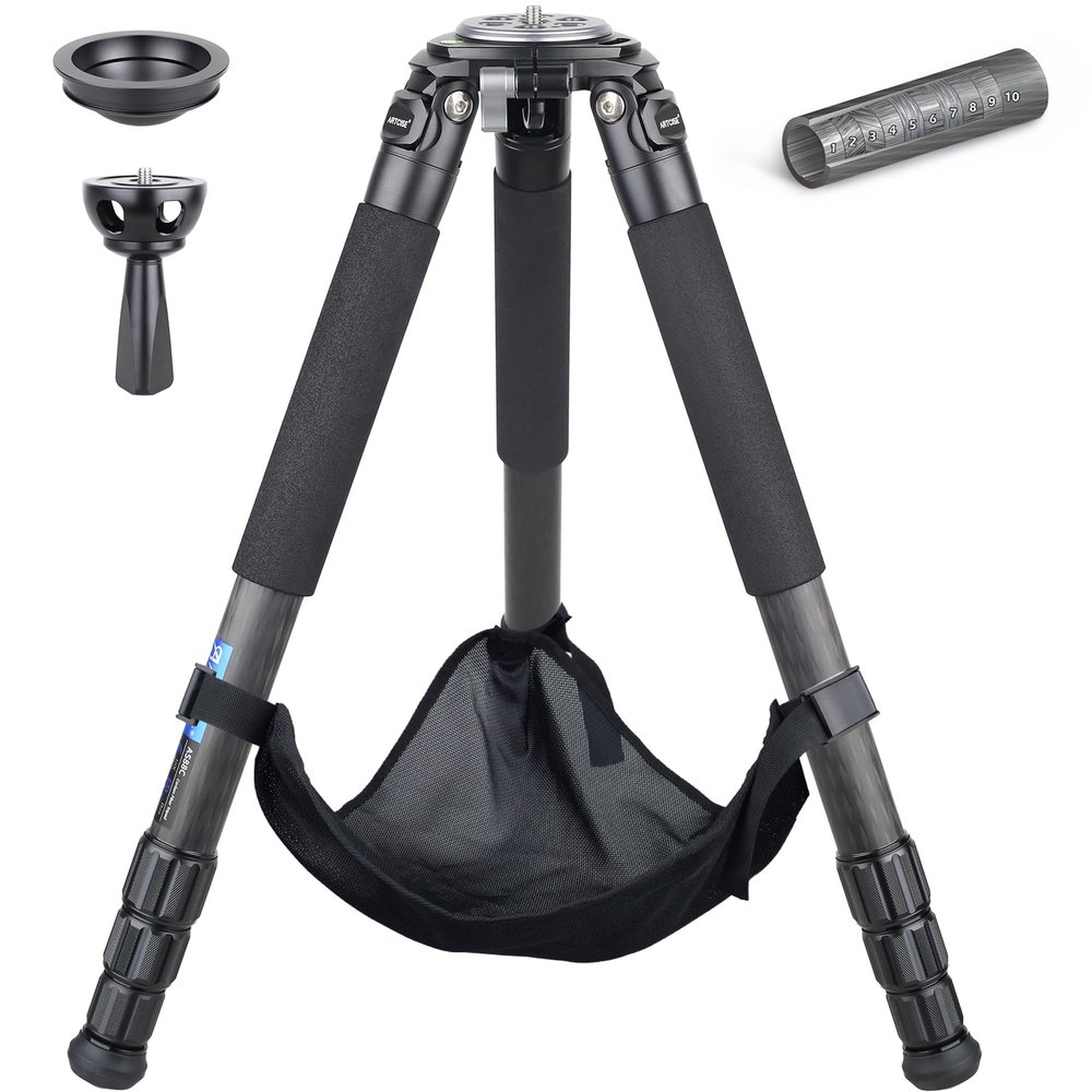 ARTCISE AS88C Carbon Fiber Tripod With 75mm Bowl and Adapter - Heavy Duty Camera Tripod, 10 Layers, 36mm Leg Tube, Max Load 77Lbs/35kg (Small Size AS90C)