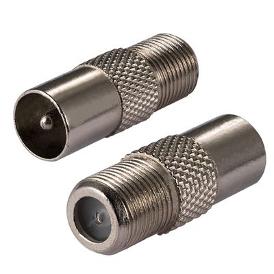 POBADY 2PCS TV Aerial Coaxial Cable Adapter F Type Female to TV Male Adapter DVB-T T2 TV Tuner Antenna Adapter HD TV for TV Ariel BK LED 4K 3D UHD TV