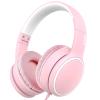 RORSOU R10 Over-Ear Headphones with Microphone, Lightweight Folding Stereo Bass Headset with 1.5M No-Tangle Cord, Portable Wired Headphones for Smartphone Tablet Computer MP3 / 4 (Pink) view 1