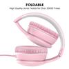 RORSOU R10 Over-Ear Headphones with Microphone, Lightweight Folding Stereo Bass Headset with 1.5M No-Tangle Cord, Portable Wired Headphones for Smartphone Tablet Computer MP3 / 4 (Pink) view 3