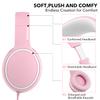 RORSOU R10 Over-Ear Headphones with Microphone, Lightweight Folding Stereo Bass Headset with 1.5M No-Tangle Cord, Portable Wired Headphones for Smartphone Tablet Computer MP3 / 4 (Pink) view 4
