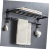 Cabilock 1pc Wall-Mounted Decorative Storage Rack Hook Shelf for Bathroom Non-Punching Towel Holder Design for Home Organization view 3