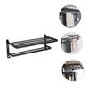 Cabilock 1pc Wall-Mounted Decorative Storage Rack Hook Shelf for Bathroom Non-Punching Towel Holder Design for Home Organization view 4