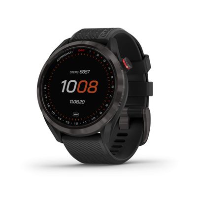 Garmin Approach S42, GPS Golf Smartwatch, Lightweight with 1.2" Touchscreen, 42k+ Preloaded Courses, Gunmetal Ceramic Bezel and Black Silicone Band, 010-02572-10 (Renewed)