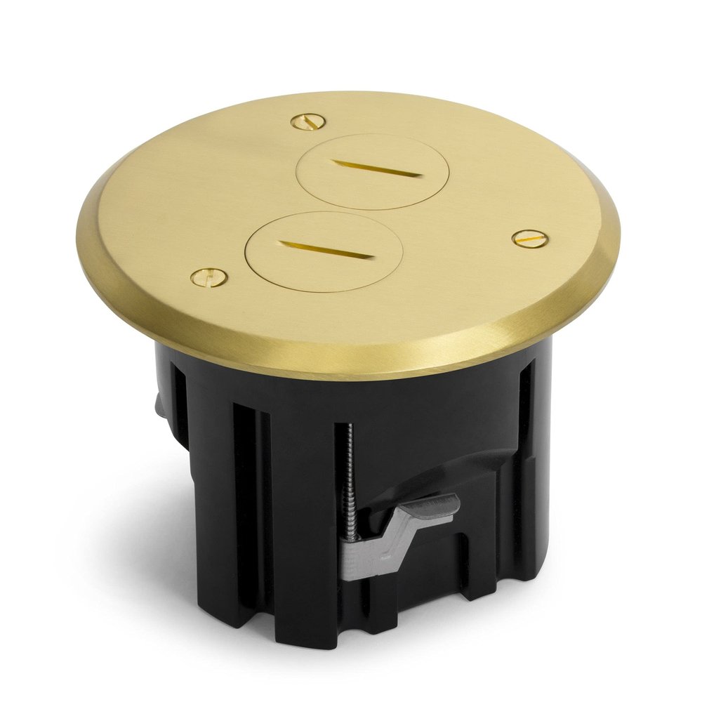 Lew Electric Round Floor Box Kit (Screw Plugs, Brass)