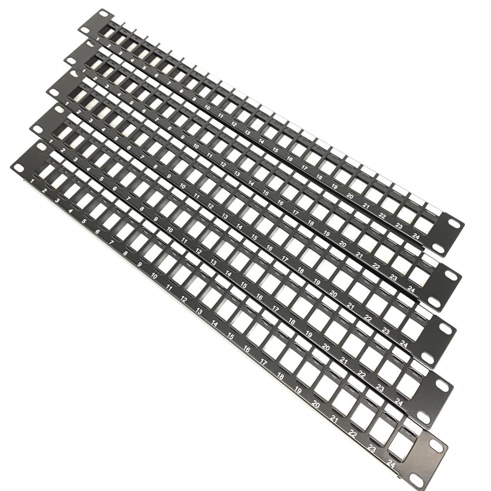 5 Pack Rackmount or Wall Mount 24 Port UTP Keystone Patch Panel (Unshielded Blank Patch Panel for Slim Keystone Jacks/UTP Keystone Panel)