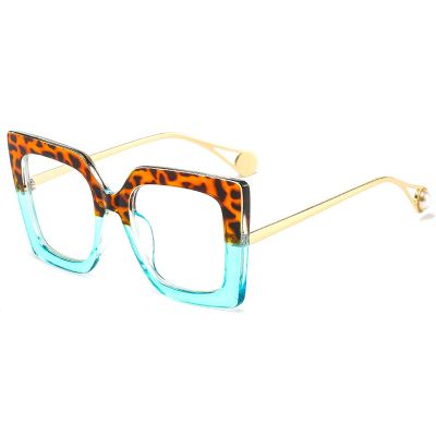 COTIA Oversized Big Frame Anti Blue Light Blocking Men Women Reading Glasses Resin Lens (blue leopard, 3.75)
