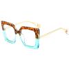 COTIA Oversized Big Frame Anti Blue Light Blocking Men Women Reading Glasses Resin Lens (blue leopard, 3.75) view 1