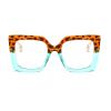 COTIA Oversized Big Frame Anti Blue Light Blocking Men Women Reading Glasses Resin Lens (blue leopard, 3.75) view 2