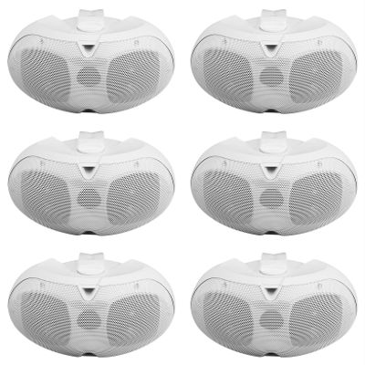 Rockville D4-70 Dual 4 in 70V/100V Commercial Wall Mount Speakers, 8 Ohm, 70Hz-20kHz, 30W Tap, White, for Restaurant, Bar & PA Use, 6-Piece