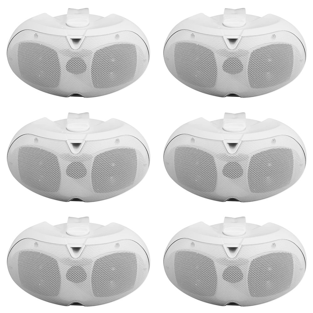 Rockville D4-70 Dual 4 in 70V/100V Commercial Wall Mount Speakers, 8 Ohm, 70Hz-20kHz, 30W Tap, White, for Restaurant, Bar & PA Use, 6-Piece