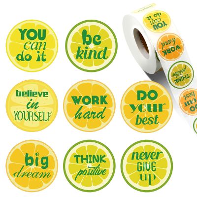 1000 Pieces Lemon Motivational Positive Sayings Stickers Inspiring Lemon Inspirational Quote Watercolor Stickers Fruit Decorative for Book Phone Car Bike Scrapbook