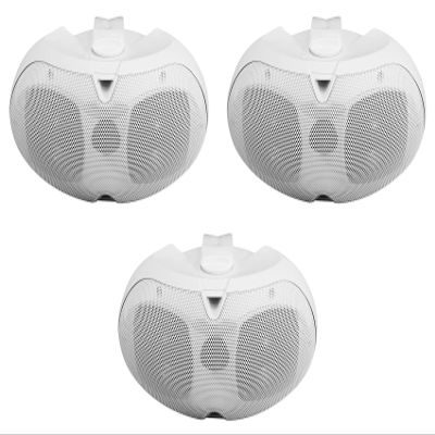 Rockville D4-70 White Dual 4 in 70V 100V Commercial Wall Mount Speaker, Weather Resistant, Euro-Block Terminals, for Restaurants Offices Patios, 3-Piece