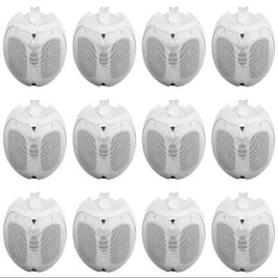 Rockville D4-70 White Dual 4-in 70V Commercial/Restaurant Wall Mount Speakers, Indoor Outdoor Use, Weather Resistant ABS Cabinet, 12-Piece