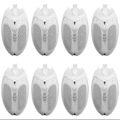 Rockville D4-70 White Dual 4-in 70V Commercial/Restaurant Wall Mount Speakers, Indoor Outdoor Use, Weather Resistant ABS Cabinet, 8-Piece