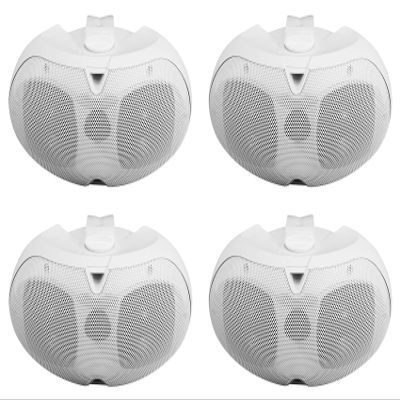 Rockville D4-70 White Dual 4 in 70V Commercial Wall Mount Speakers, 3.75-30-Watt Tap, 70Hz-20kHz, Weather Resistant ABS, for Restaurants Patios, 4-Piece