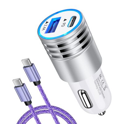 USB C Car Charger Fast Charging C Cord for Samsung Galaxy A17 A16 5G S24 S23 A15 A14 A25 S22 S21 Ultra/S21+/S20 FE/Note 20 S10e S9 A71 A72 A52 A32,iPhone 16 Pro Max 15,30W Phone Automobile Adapter
