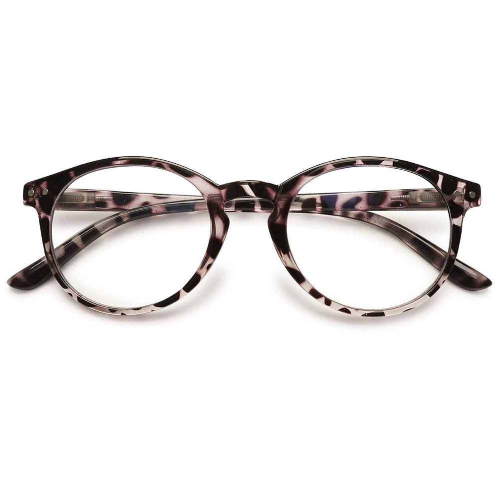 KOOSUFA Blue Light Blocking Reading Glasses Round Women Men Spring Hinge Lightweight Computer Reader Eyeglasses Eyewear Tortoise +1.25