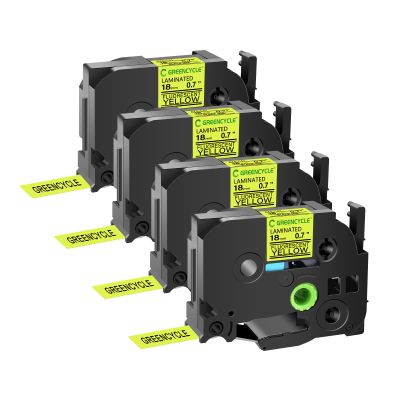 GREENCYCLE Compatible for TZ TZE C41 TZe-C41 AZE C41 0.7 Inch 3/4" Black on Fluorescent Yellow Laminated Label Tape 18mm x 5m for PTD400, PT-P750W, PTD450, PTD600, PTP700, PTP710BT, 4 Pack