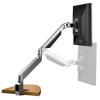 Ergonomic Single Monitor Arm with Easy to Adjust Pneumatic Lift, Slim Profile, Clamp Mount, Holds Monitors up to 27" with Wire Management, Silver view 1