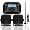 GUZARE Boats Marine Radio Bluetooth and Speakers Audio System Package - Waterproof Marine Stereo Receiver+ 1 Pari 4 inches Black Speakers + Antenna for Boats ATV UTV Motorcycle 306.301B.056B view 1