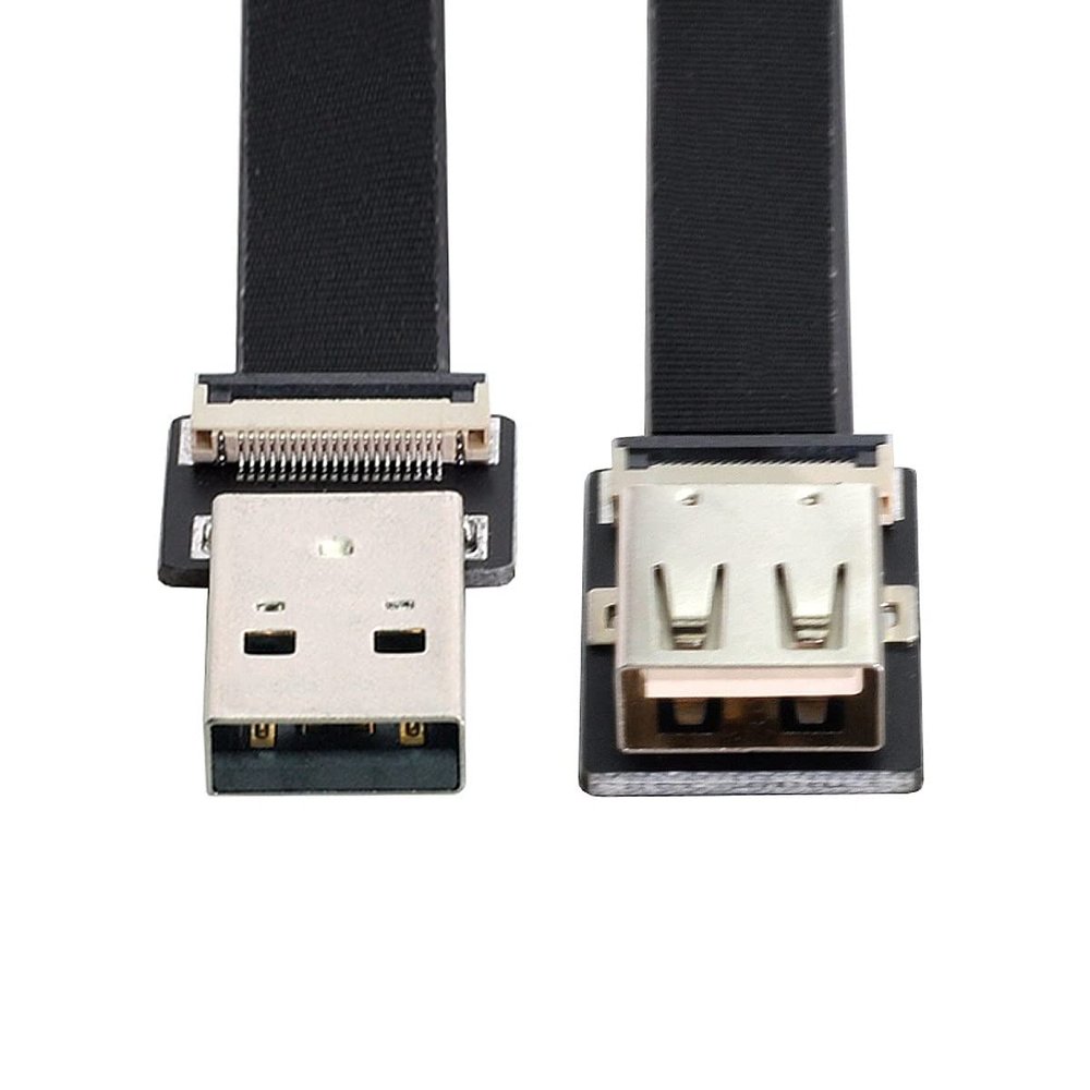 cablecc USB 2.0 Type-A Male to Female Extension Data Flat Slim FPC Cable for FPV & Disk & Scanner & Printer 100CM