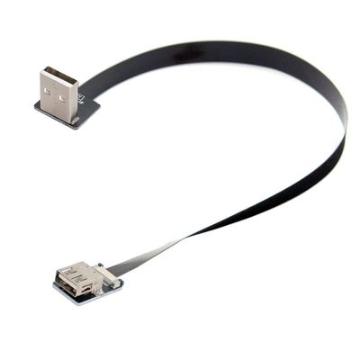 cablecc Up Angled USB 2.0 Type-A Male to Female Extension Data Flat Slim FPC Cable for FPV & Disk & Scanner & Printer 200CM